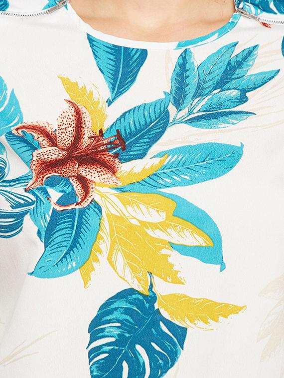 zipper detail floral top - 15956975 - Zoom Image - 5