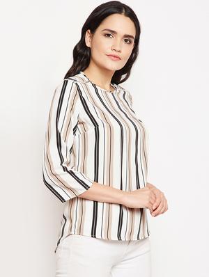 zipper detail striped top - 15956976 - Standard Image - 2