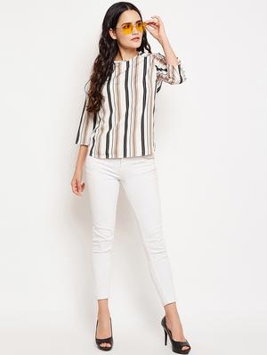 zipper detail striped top - 15956976 - Standard Image - 4