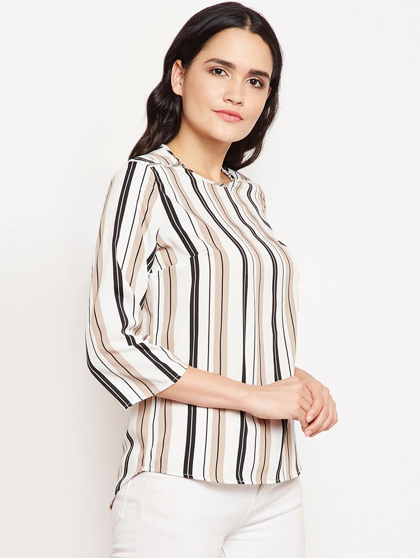 zipper detail striped top - 15956976 - Zoom Image - 2