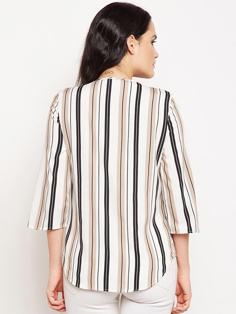 zipper detail striped top - 15956976 - Zoom Image - 3