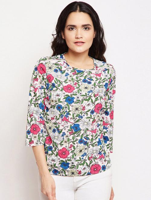 zipper detail floral top - 15956977 - Standard Image - 1