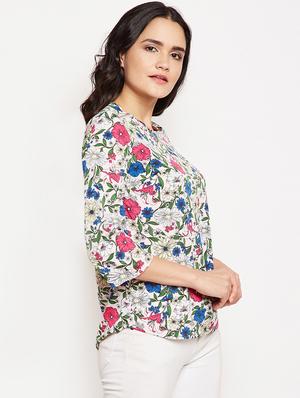 zipper detail floral top - 15956977 - Standard Image - 2