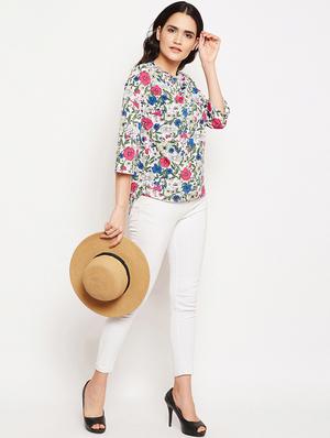 zipper detail floral top - 15956977 - Standard Image - 4