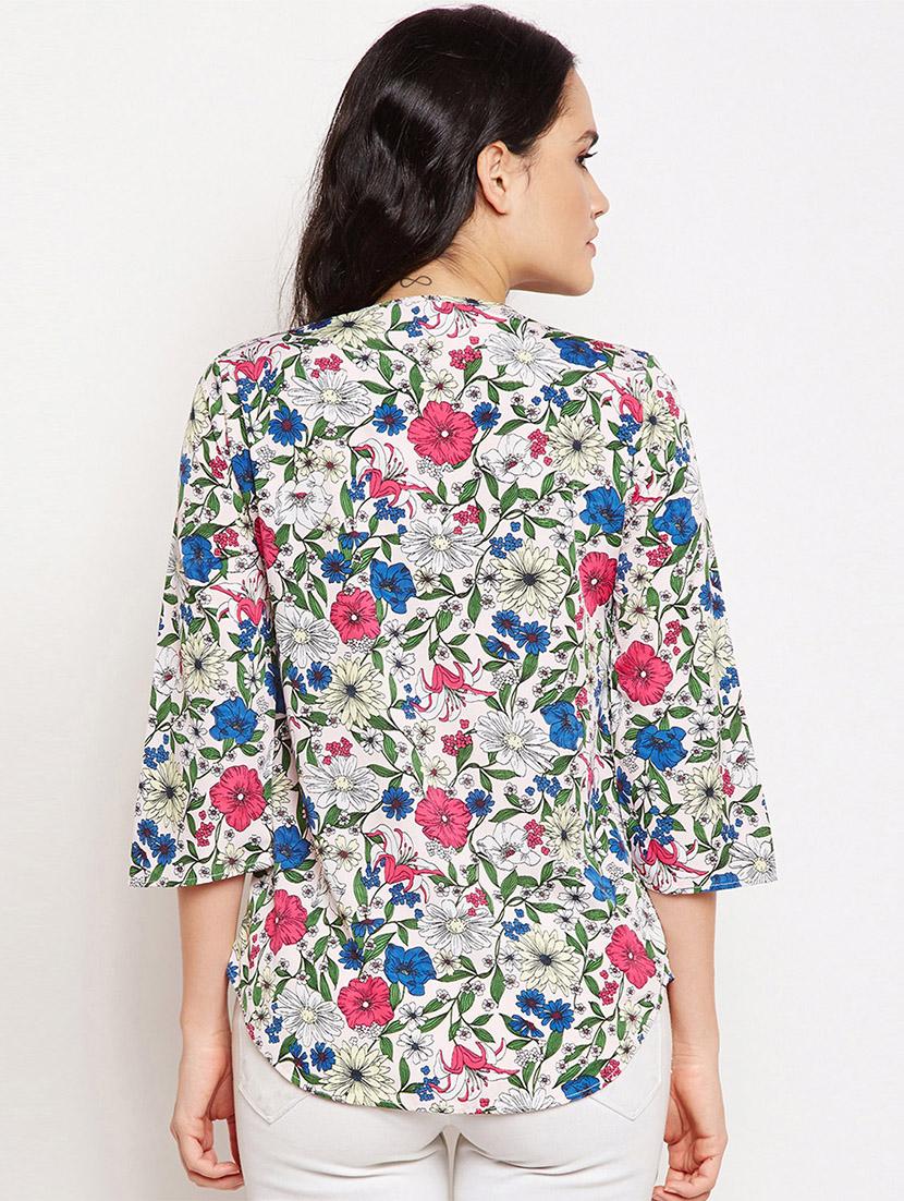 zipper detail floral top - 15956977 - Zoom Image - 3