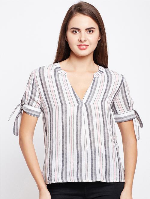 tie up striped top - 15956985 - Standard Image - 1