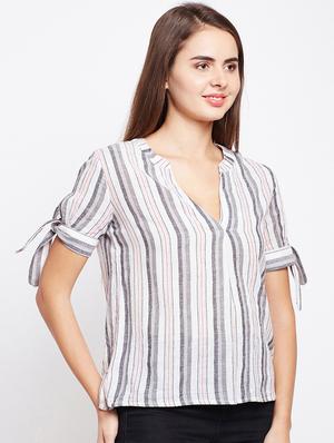 tie up striped top - 15956985 - Standard Image - 2