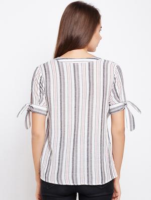 tie up striped top - 15956985 - Standard Image - 3
