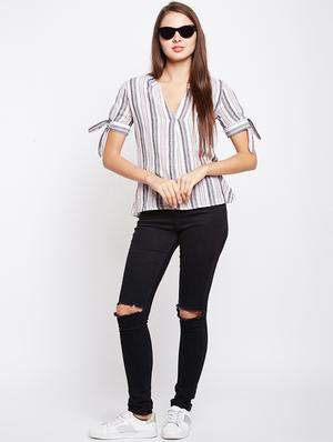 tie up striped top - 15956985 - Standard Image - 4