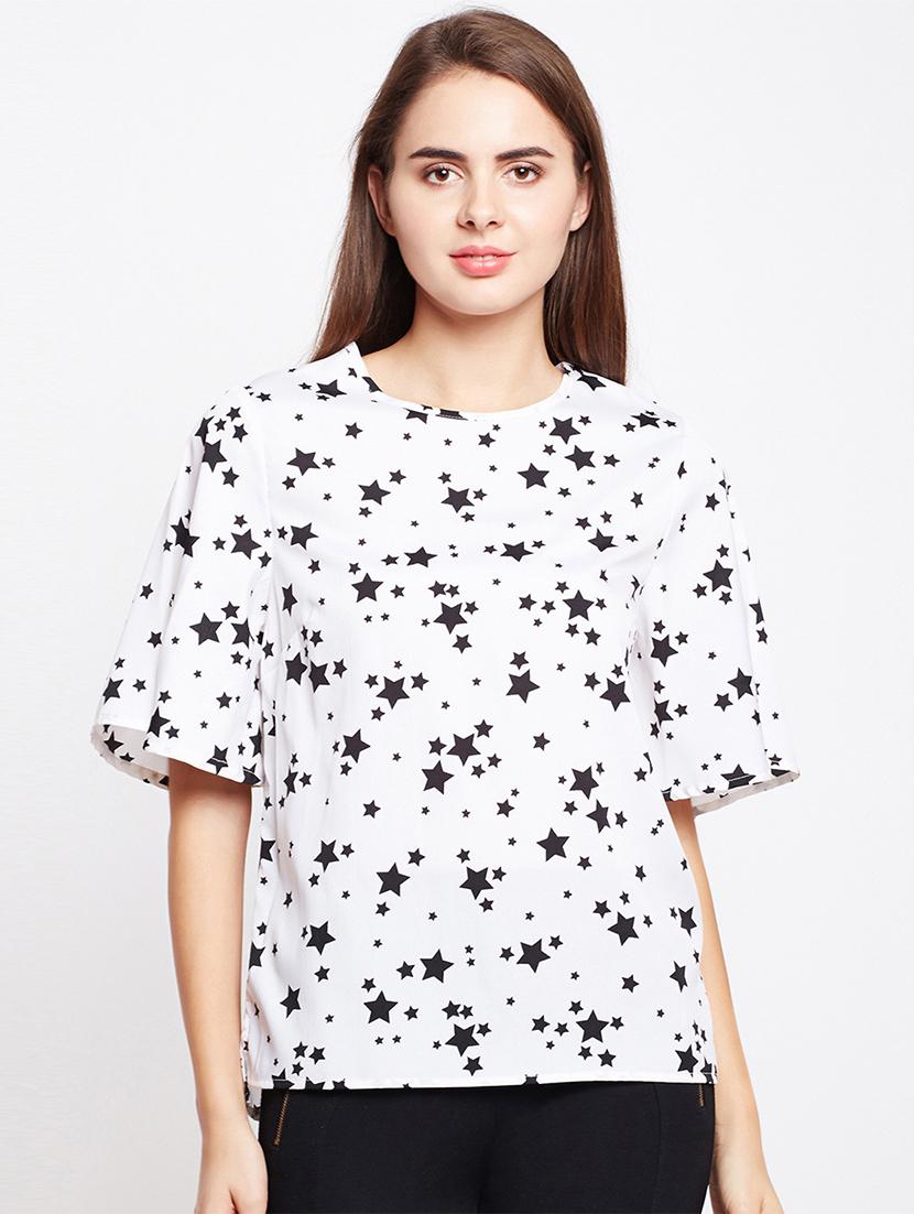 crew neck star print top - 15956989 - Zoom Image - 1
