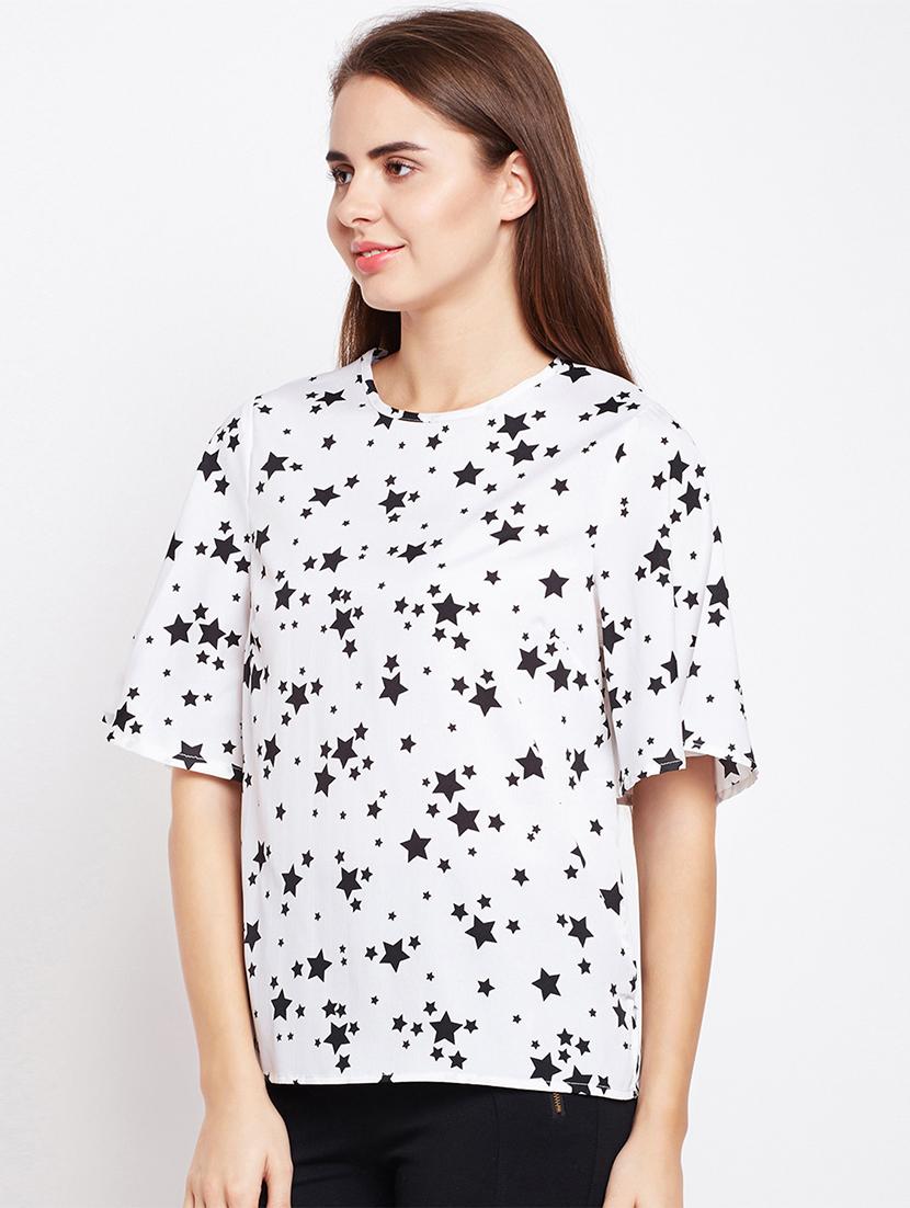 crew neck star print top - 15956989 - Zoom Image - 2