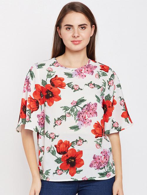 crew neck floral top - 15956992 - Standard Image - 1