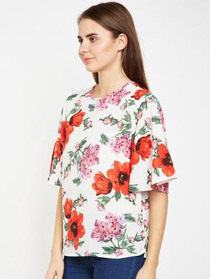 crew neck floral top - 15956992 - Standard Image - 2
