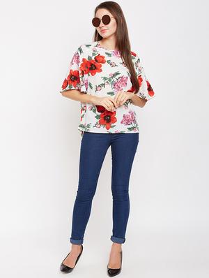 crew neck floral top - 15956992 - Standard Image - 4