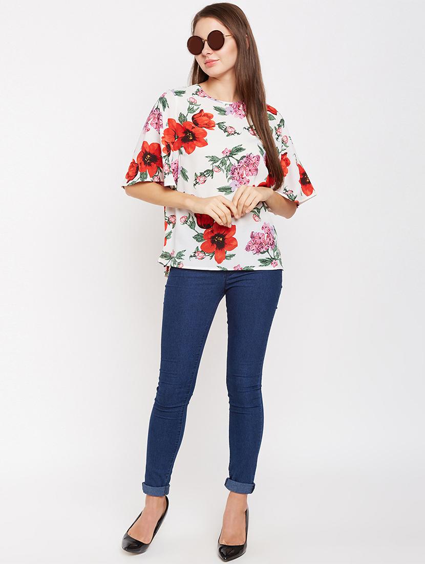 crew neck floral top - 15956992 - Zoom Image - 4