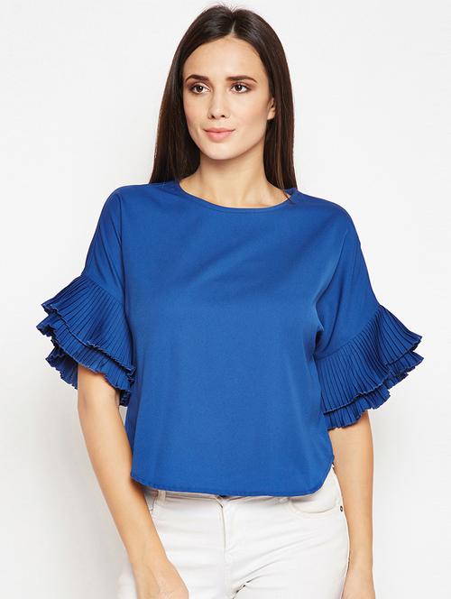 pleated bell sleeved top - 15956996 - Standard Image - 1