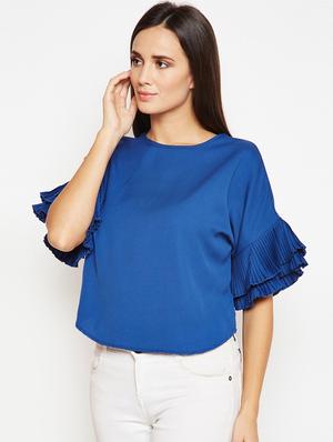 pleated bell sleeved top - 15956996 - Standard Image - 2