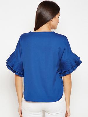 pleated bell sleeved top - 15956996 - Standard Image - 3