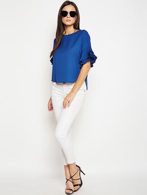 pleated bell sleeved top - 15956996 - Standard Image - 4