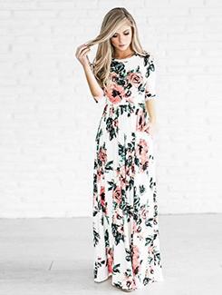 floral gathered waist maxi dress - 15957141 - Zoom Image - 1
