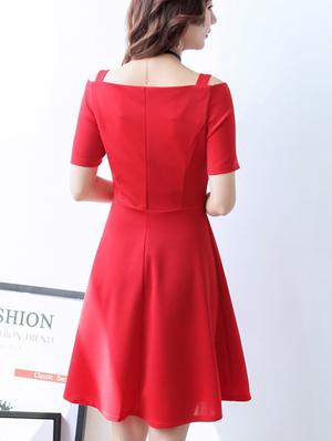 cold shoulder skater dress - 15957171 - Standard Image - 2