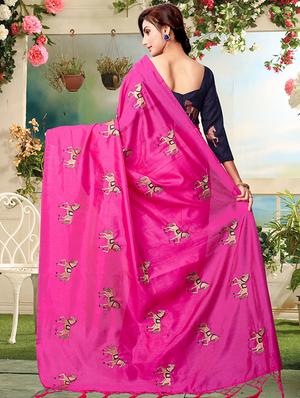 conversational magenta embroidered saree with blouse - 15957899 - Standard Image - 2