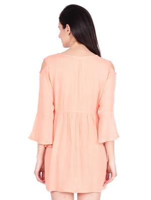 cold shoulder gathered a-line dress - 15958345 - Standard Image - 2