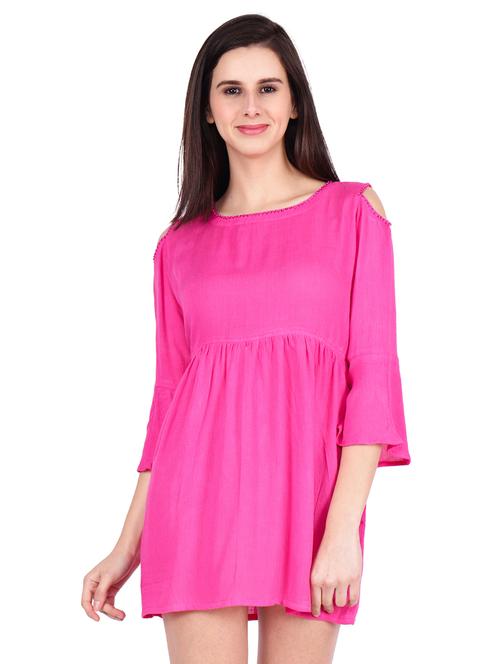 cold shoulder gathered a-line dress - 15958346 - Standard Image - 1