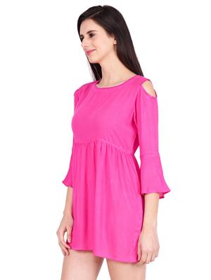 cold shoulder gathered a-line dress - 15958346 - Standard Image - 2