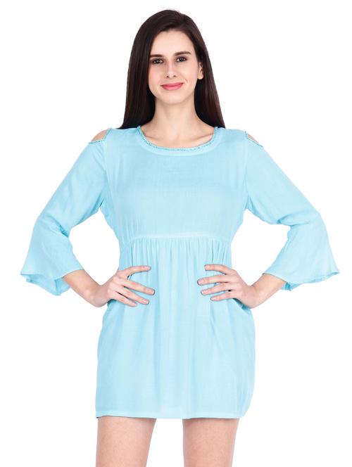cold shoulder gathered a-line dress - 15958348 - Standard Image - 1