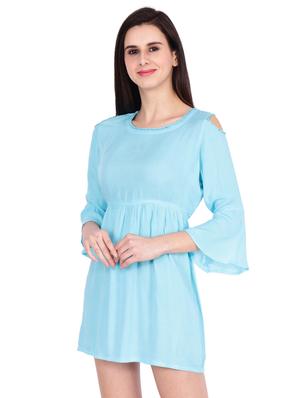 cold shoulder gathered a-line dress - 15958348 - Standard Image - 2