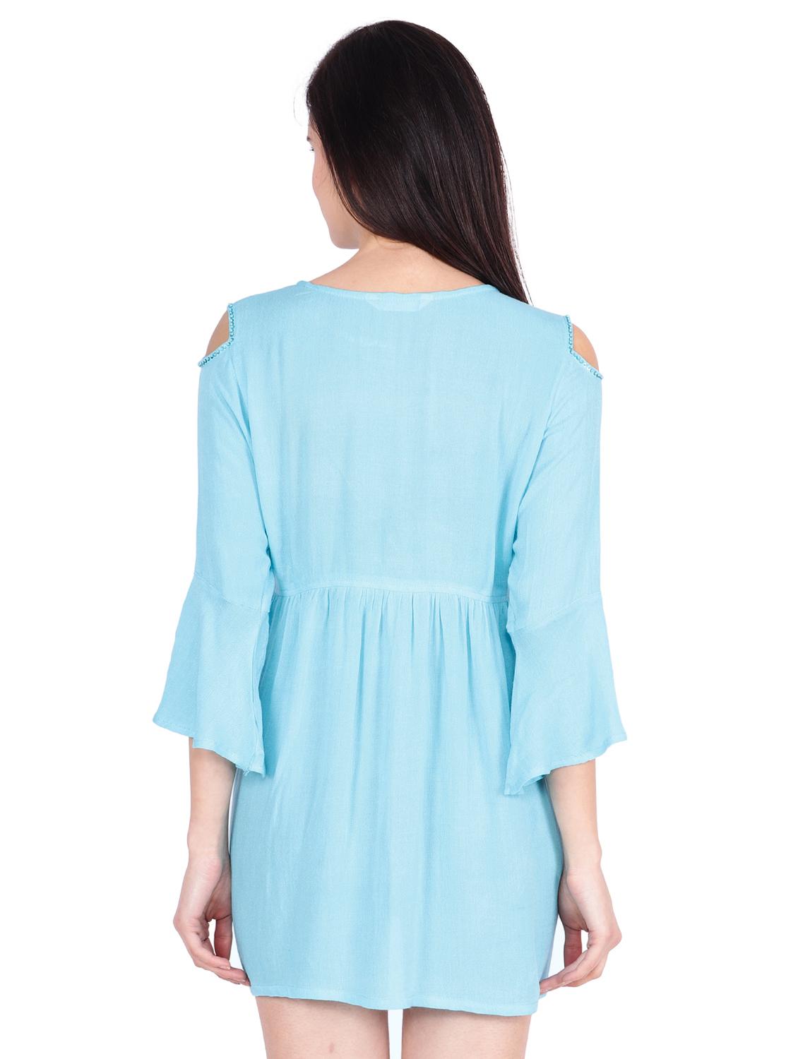 cold shoulder gathered a-line dress - 15958348 - Zoom Image - 3
