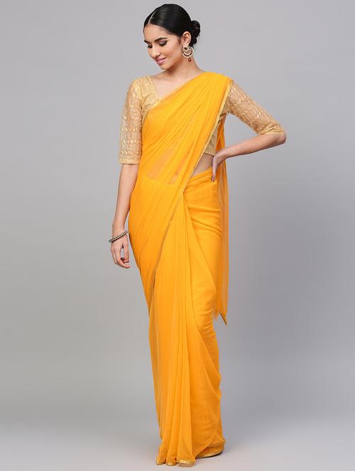 zari plain saree with blouse - 15958961 - Standard Image - 1