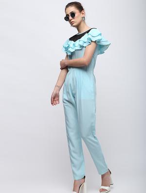 sheer panel ruffled jumpsuit - 15959292 - Standard Image - 3