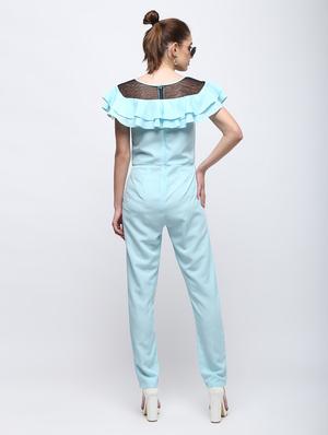 sheer panel ruffled jumpsuit - 15959292 - Standard Image - 4