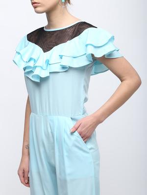 sheer panel ruffled jumpsuit - 15959292 - Standard Image - 5