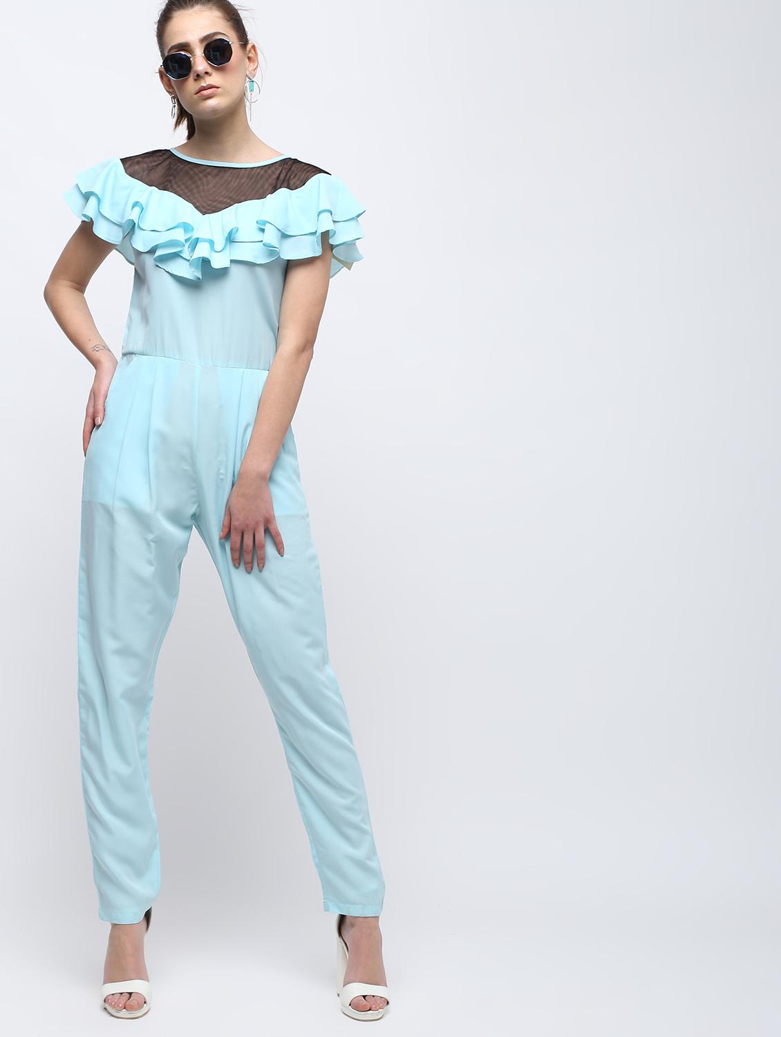 sheer panel ruffled jumpsuit - 15959292 - Zoom Image - 2