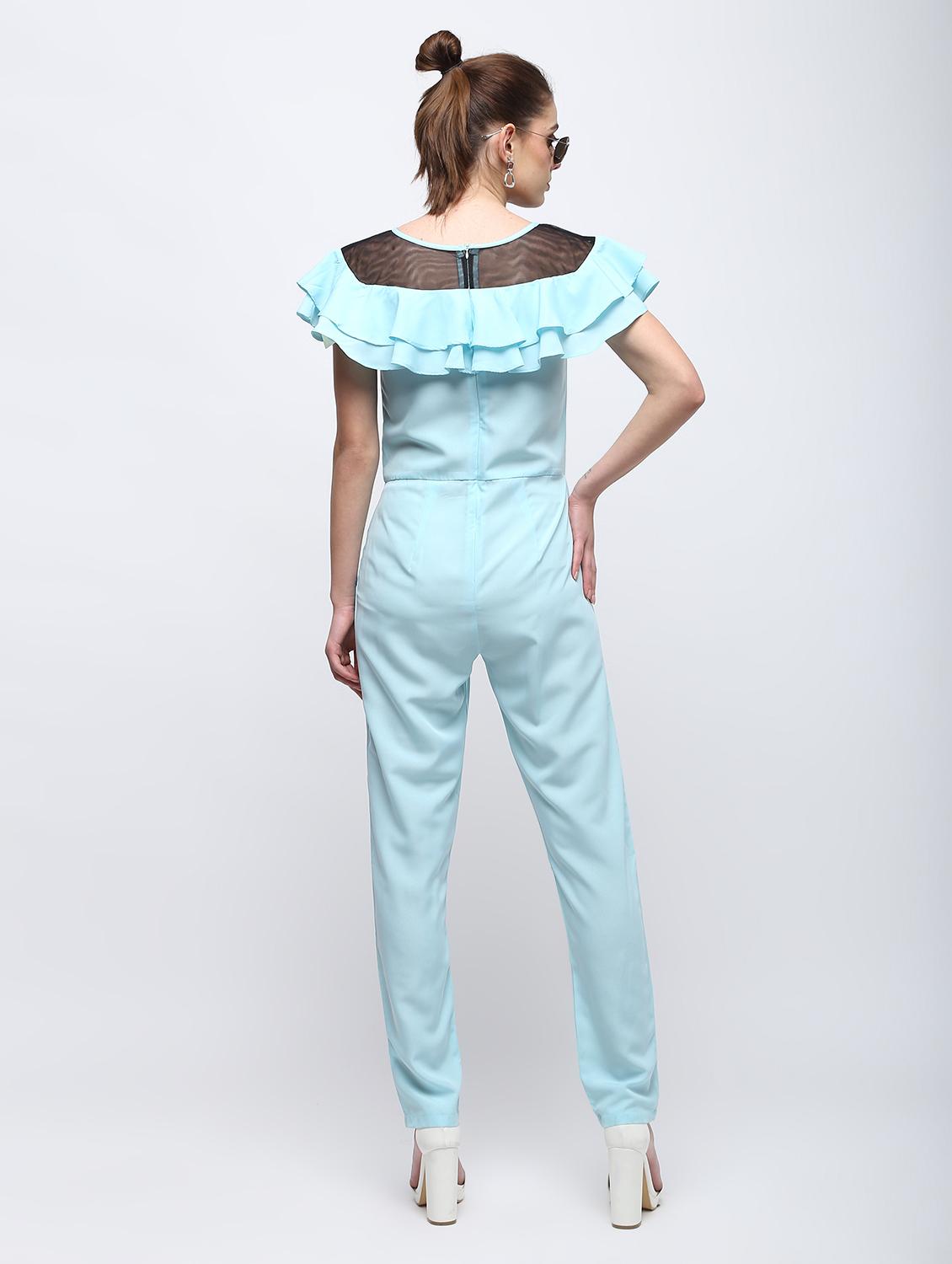 sheer panel ruffled jumpsuit - 15959292 - Zoom Image - 4