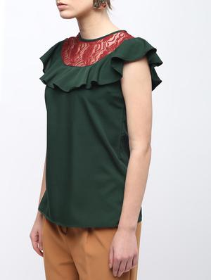 lace panel ruffled top - 15959295 - Standard Image - 5
