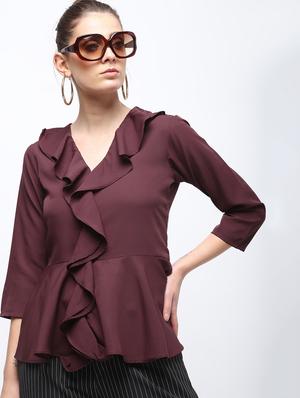 flared hem ruffle top - 15959299 - Standard Image - 2