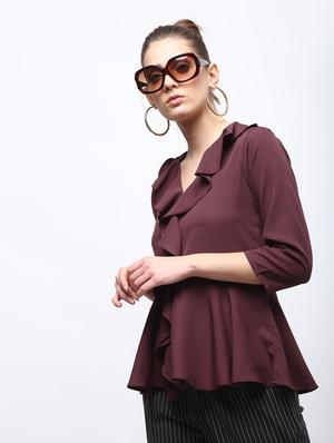 flared hem ruffle top - 15959299 - Standard Image - 3