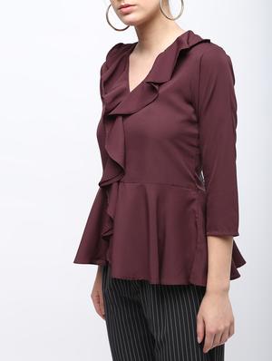 flared hem ruffle top - 15959299 - Standard Image - 5