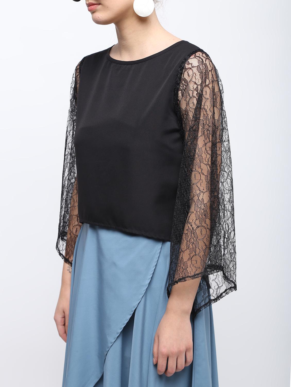 sheer bell sleeved top - 15959300 - Zoom Image - 5