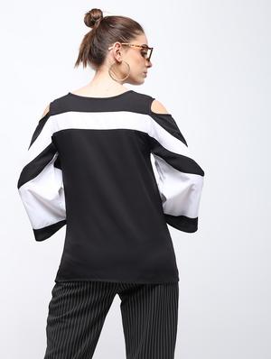 cold shoulder color block top - 15959301 - Standard Image - 3