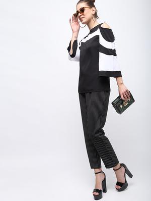 cold shoulder color block top - 15959301 - Standard Image - 4
