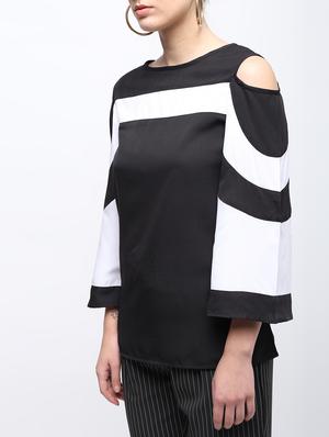 cold shoulder color block top - 15959301 - Standard Image - 5