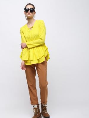 tie neck ruffle hem top - 15959305 - Standard Image - 4