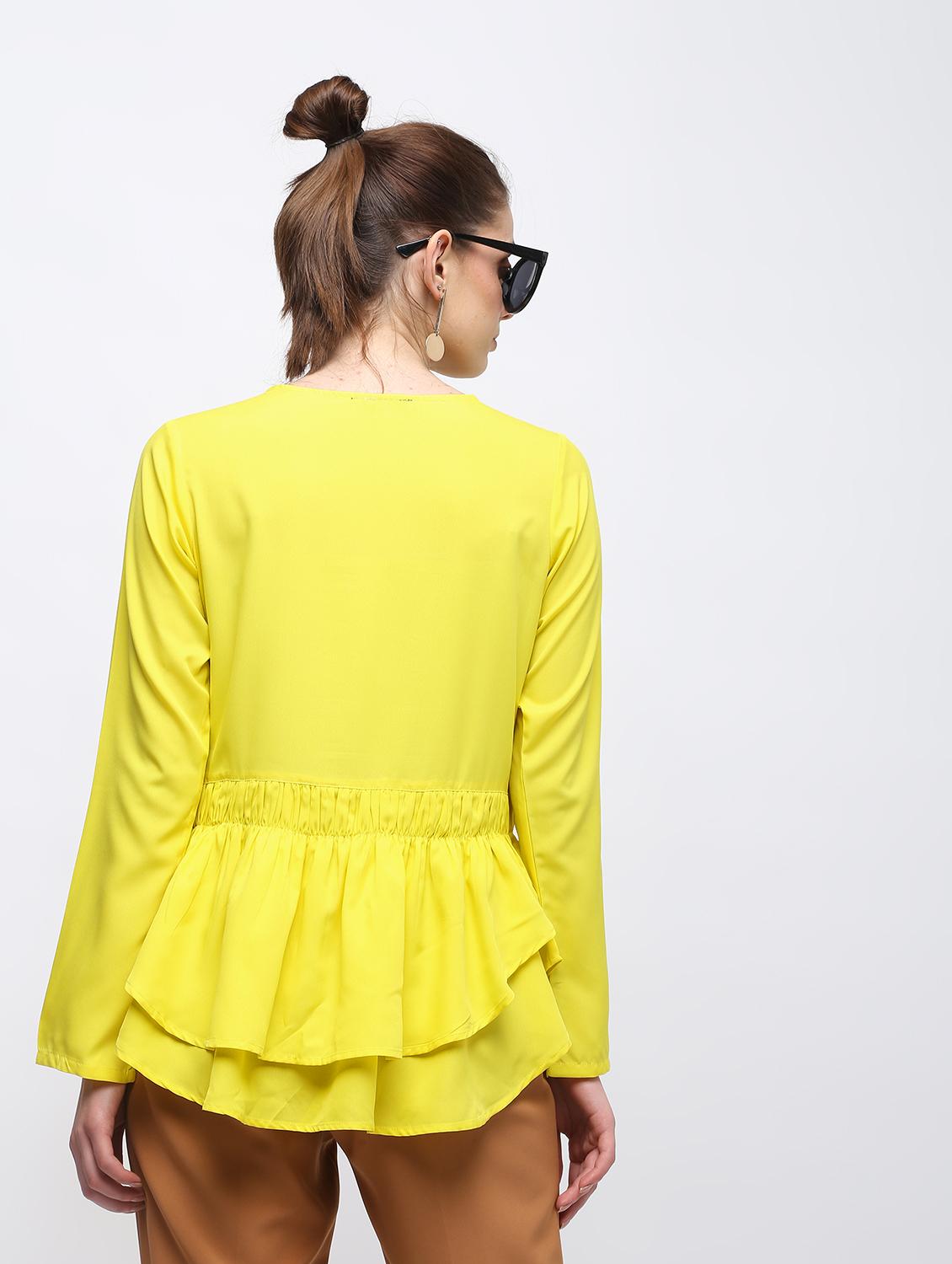 tie neck ruffle hem top - 15959305 - Zoom Image - 3