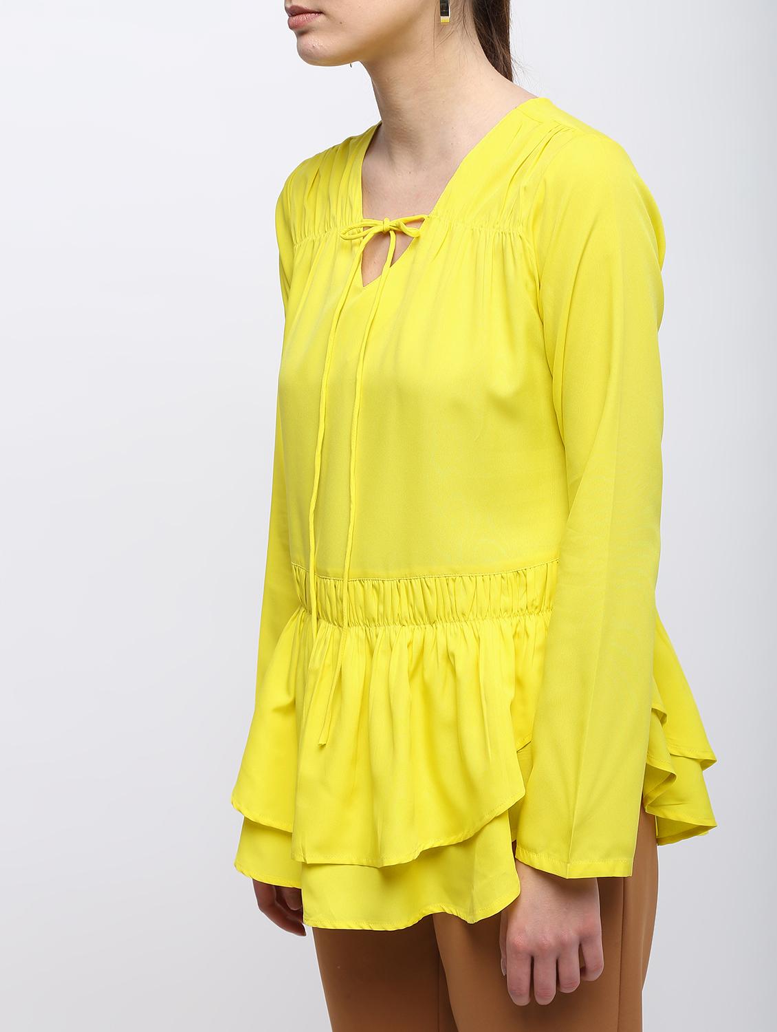 tie neck ruffle hem top - 15959305 - Zoom Image - 5