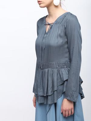 layered tie neck ruffle top - 15959307 - Standard Image - 5
